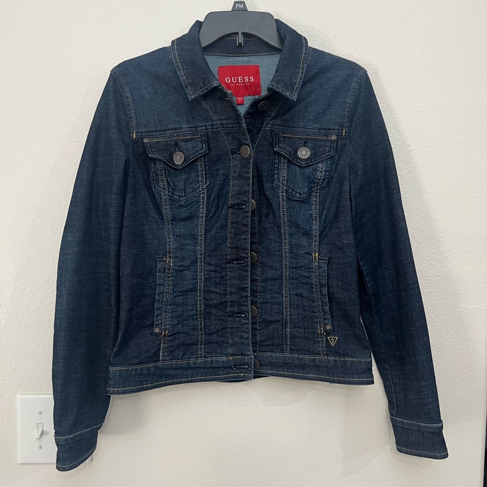 Guess Dark Denim Jean Jacket for Women Size L